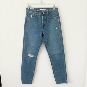 Levi’s Wedgie Straight Raw Hem Distressed Jeans